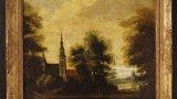 Thumbnail Antico dipinto olandese paesaggio con architetture del 1