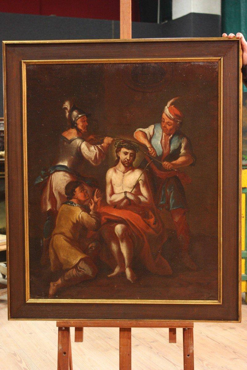 Antico dipinto religioso incoronazione di cristo xviii 1