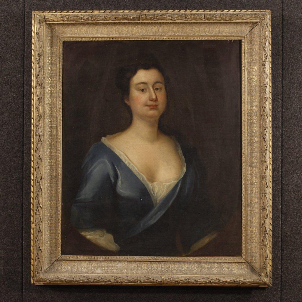 Antico dipinto francese ritratto di donna del 1