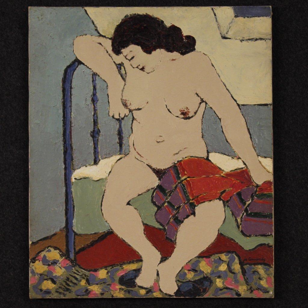 Dipinto impressionista nudo di donna olio su 1