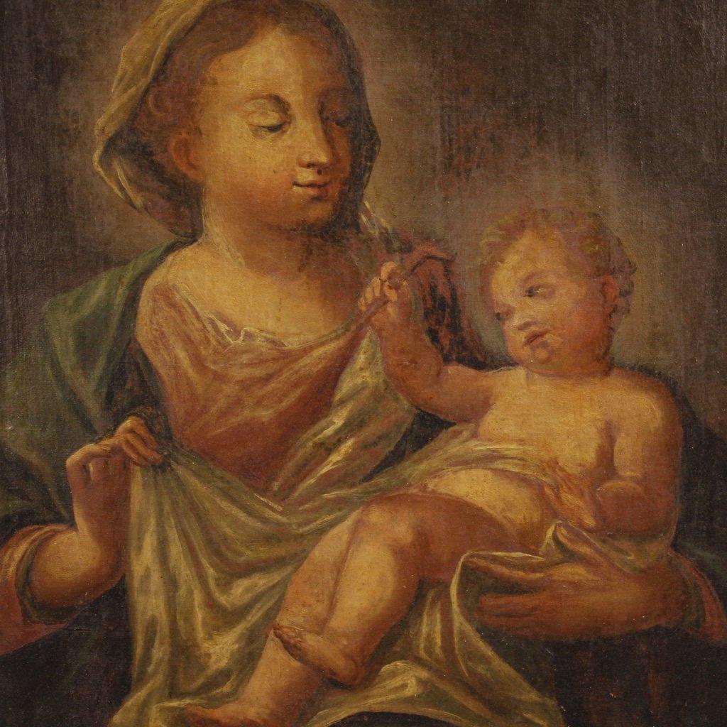 Antico dipinto italiano religioso madonna con bambino 1