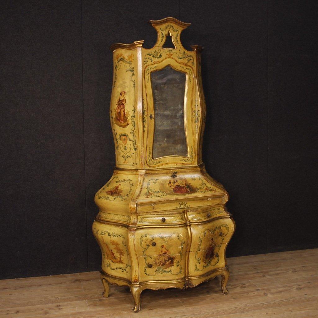 Trumeau veneziano in legno laccato dorato e 1