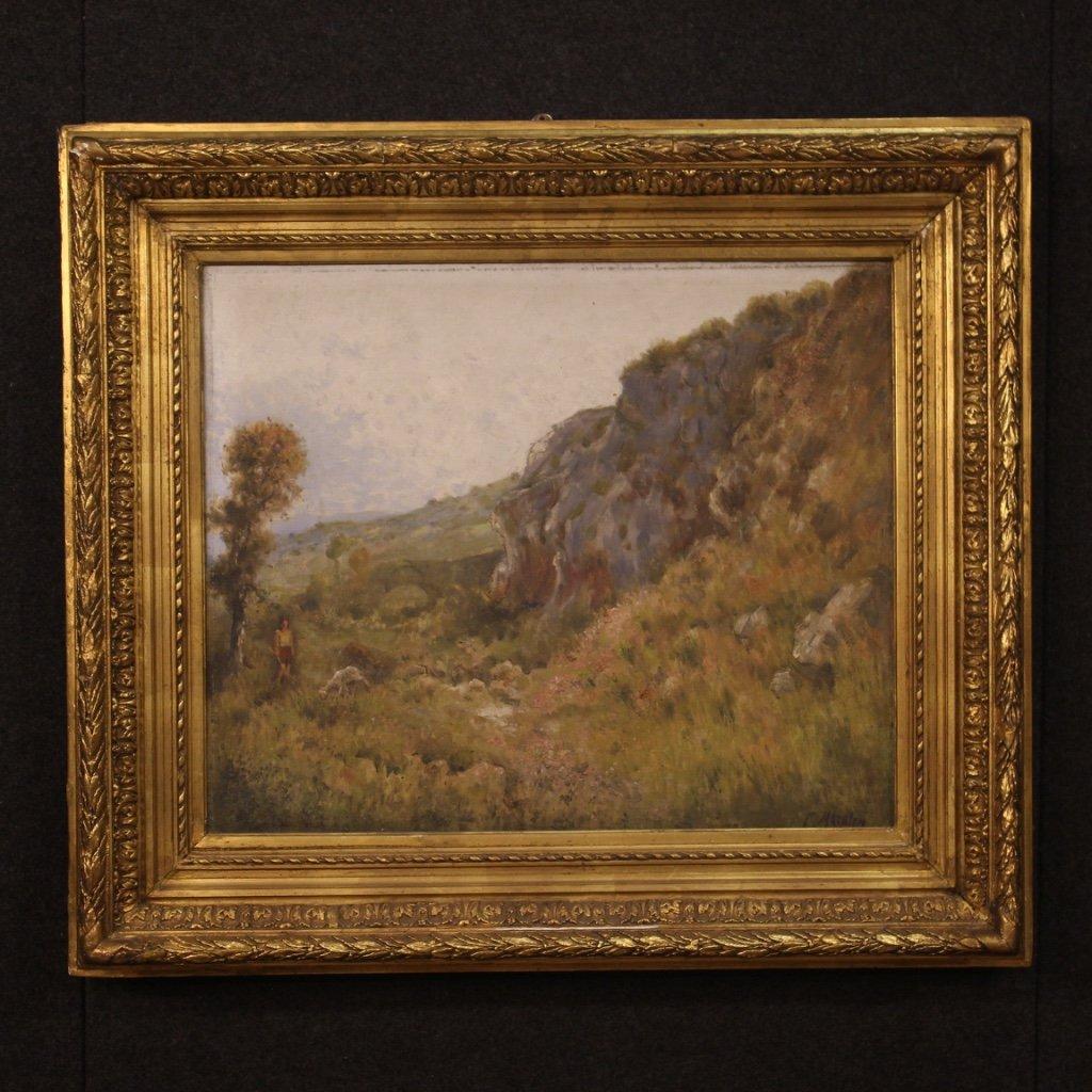 Antico dipinto francese paesaggio firmato del xix 1