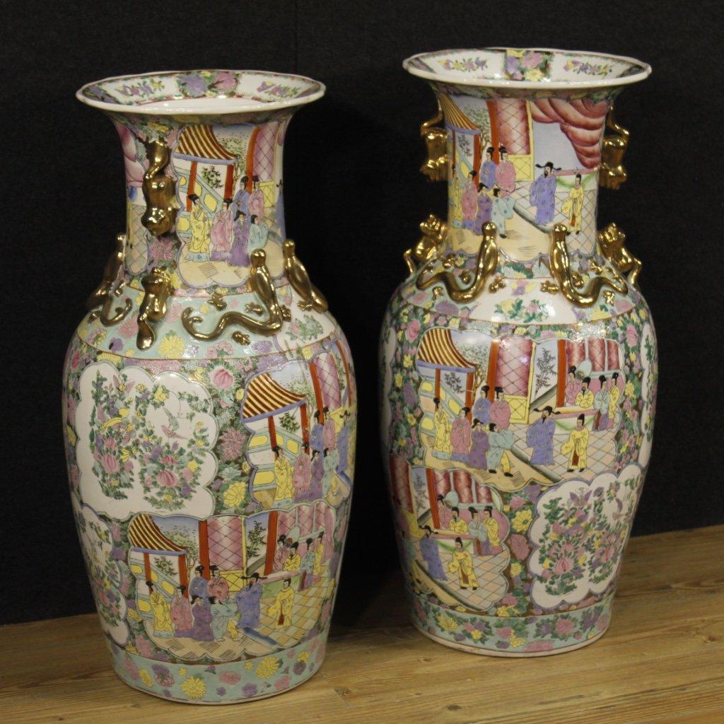 Coppia di vasi cinesi in ceramica dipinta 1
