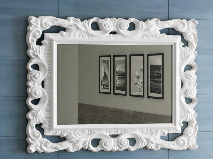 Specchio bagno barocco 94x75 bianco opaco 1