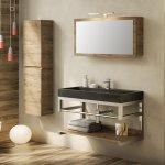 Specchio Bagno Smile Contenitore 90X51 Larice Grigio - Iperceramica