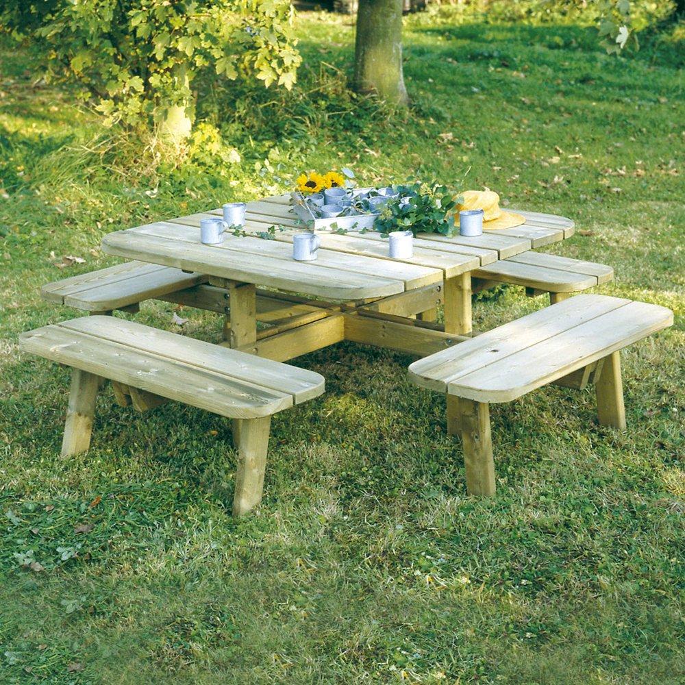 Tavolo da picnic quadrato in legno impregnato 1