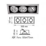 Incasso rettangolare orientabile 3x50w 12v